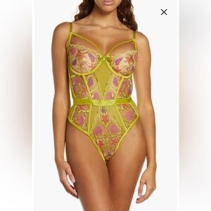 Kilo Brava Shell Embroidered Sheer Bodysuit- Teddy  Lingerie-